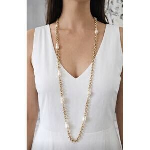 Chicos Golf Pearl Beads Long Necklace NWT